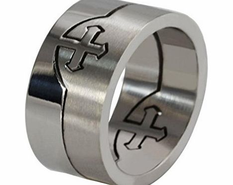AmDxD  Jewelry Titanium Stainless Steel jewellery Mens Fashion Finger Ring Separable Crosses UK Size X 1/2