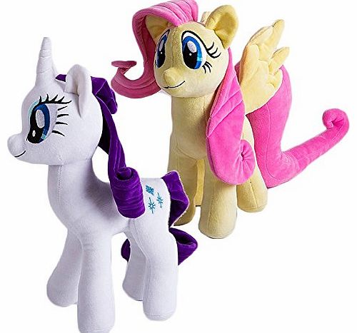 Stuffed Animal Figures Doll Plush Soft Toy 16`` Fluttershy & 16`` Rarity ,2 Pack