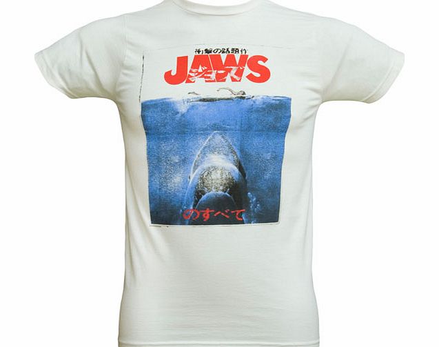 American Classics Mens White Japanese Jaws Movie Poster