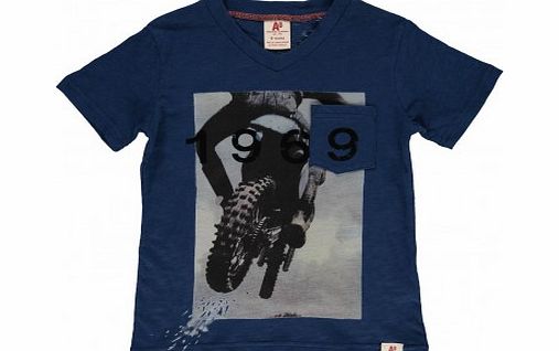 American Outfitters Moto 1969 T-shirt Indigo blue `2 years,4 years,6