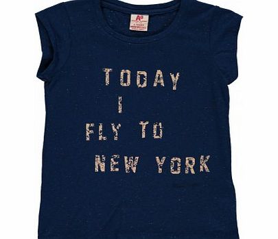 American Outfitters Today I Fly To New York T-shirt Indigo blue `2