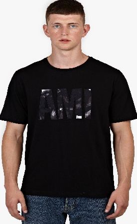AMI Black Cotton Logo Motif T-Shirt ami2623blkl