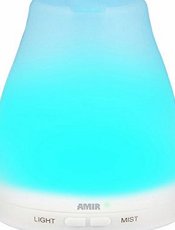Amir 100ml Oil Diffuser, Aromatherapy Essential Oil Diffuser Ultrasonic Mist Air Humidifier with Color Changing LED Lights ,Waterless Auto off Portable , for Christmas Gift, for Home, Yoga