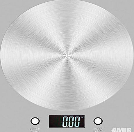 Amir Digital Kitchen Scales, Electronic Cooking Food Scale with LCD Display, Accurate Gram and Slim Design (Sliver)