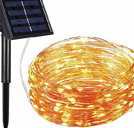Amir Solar Powered String Lights, 100 LED Starry String Lights, 7 Meters, Waterproof 1.2 V Portable with Light Sensor, for Garden, Home, Wedding, Party, Christmas, Halloween (Warm White)