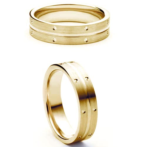3mm Medium Flat Court Amity Wedding Band Ring In 18 Ct Yellow Gold