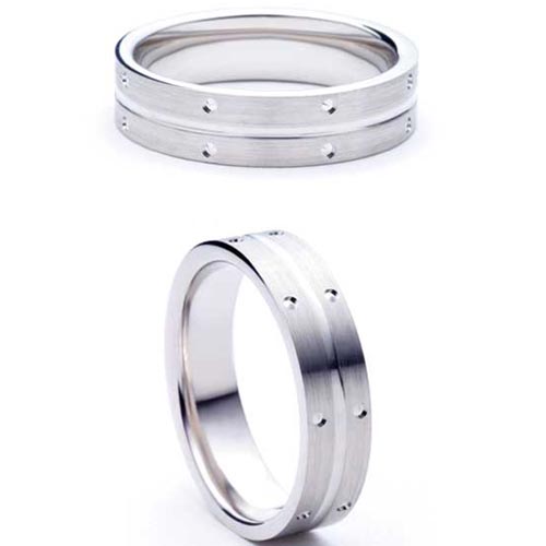 5mm Medium Flat Court Amity Wedding Band Ring In 9 Ct White Gold