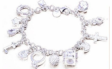  Personality Women Silvering Fashion Jewelry Charm 13 Pendants Bracelet