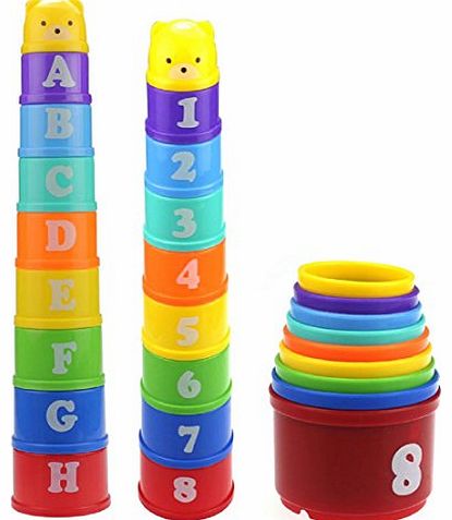 (TM) Kids Baby Children Educational Toy Figures Letters Folding Cup Pagoda Toys