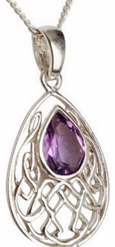 Amore Bracciali Sterling Silver Pear Shaped Celtic Knotwork Necklace Set With Amethyst