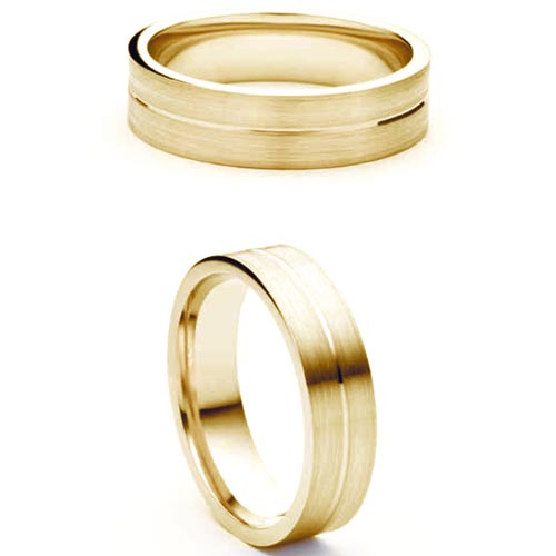 3mm Medium Flat Court Amore Wedding Band Ring In 9 Ct Yellow Gold