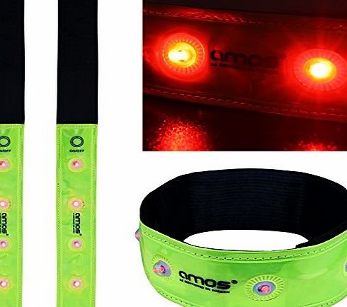 AMOS High Visibility 4 LED Reflective Flashing 4cm Wide Velcro Armband Sport Bicycle Cycling Running (2)