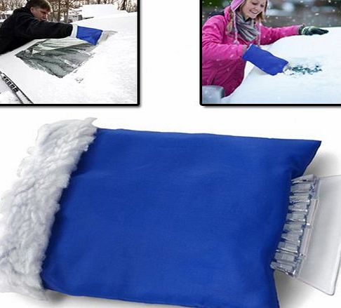 AMOS Ice Scraper Insulated Thermal Fleece Lined Mitt Glove Car Van Soft Grip Windscreen Window Snow Ice Frost Remover Winter Car Care