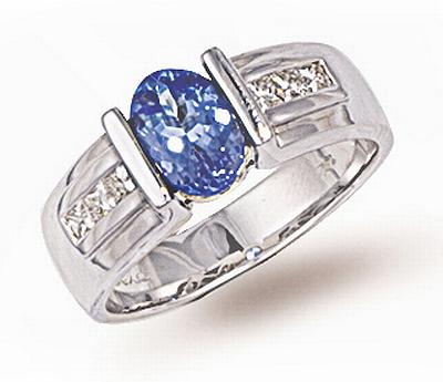 Ampalian Jewellery 18 Carat Gold Tanzanite Diamond Ring (513)