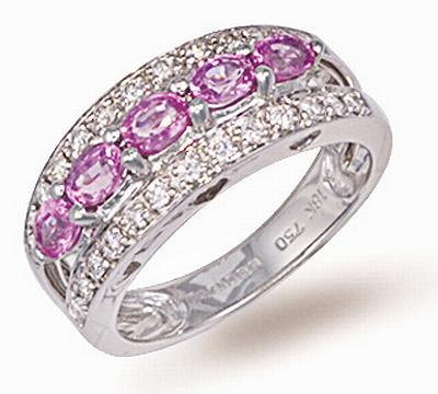 Ampalian Jewellery 18 Carat White Gold Pink Sapphire Ring (460)