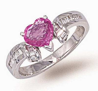 Ampalian Jewellery 18 Carat White Gold Pink Sapphire Ring (461)