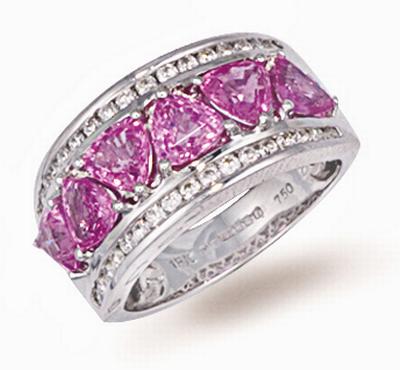 Ampalian Jewellery 18 Carat White Gold Pink Sapphire Ring (462)
