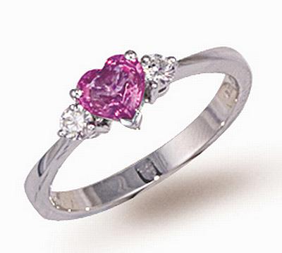 Ampalian Jewellery 18 Carat White Gold Pink Sapphire Ring (464)