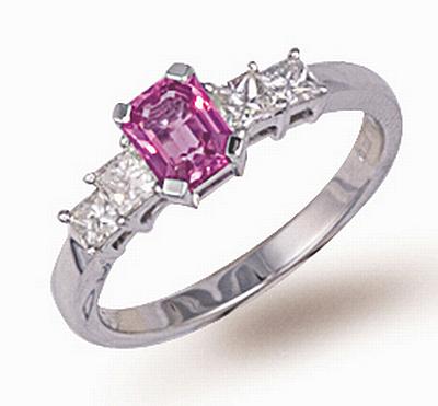 Ampalian Jewellery 18 Carat White Gold Pink Sapphire Ring (466)