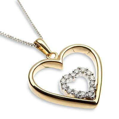Ampalian Jewellery Diamond Heart Pendant & Chain (12E)