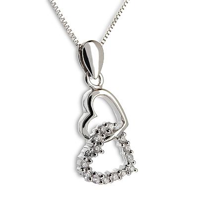 Ampalian Jewellery Diamond Hearts Pendant & Chain (47F)