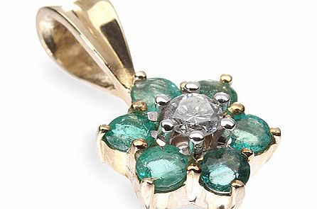 Ampalian Jewellery Emerald Diamond Pendant & Chain (D09)