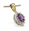 Gold Diamond Amethyst Pendant & Chain