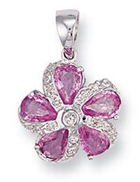 Ampalian Jewellery Pink Sapphire Diamond Pendant & Chain (195)