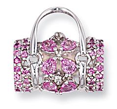 Ampalian Jewellery Pink Sapphire Diamond Pendant & Chain (233)