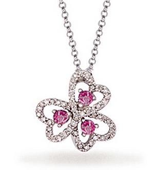 Ampalian Jewellery Pink Sapphire Diamond Pendant & Chain (N34)