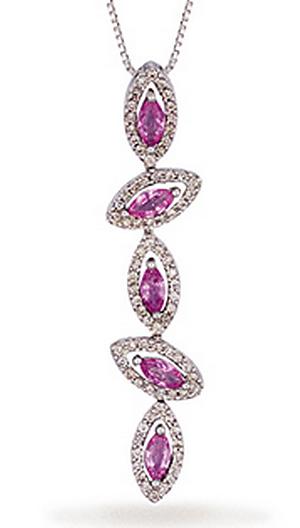 Ampalian Jewellery Pink Sapphire Diamond Pendant & Chain (N47)