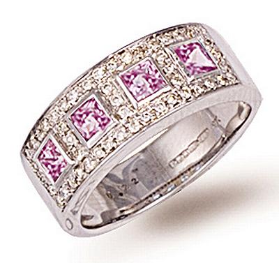 Ampalian Jewellery Pink Sapphire Diamond Ring (455)