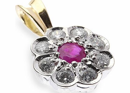 Ampalian Jewellery Ruby Diamond Pendant & Chain (D33)