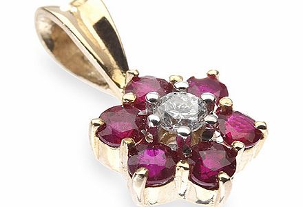 Ampalian Jewellery Ruby Diamond Pendant & Chain (R09)