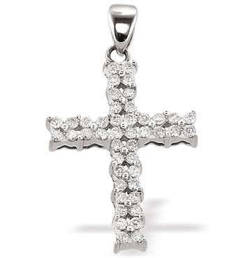 White Gold Diamond Cross & Chain (478)