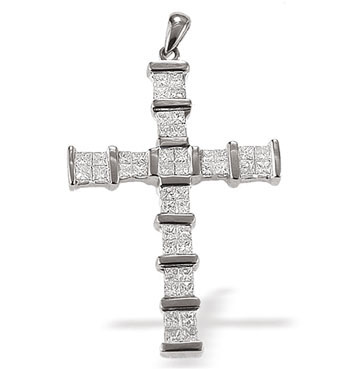 White Gold Diamond Cross & Chain (813)