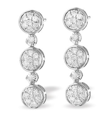 White Gold Diamond Dropper Earrings (780)