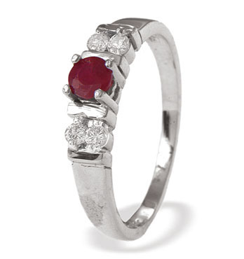 White Gold Diamond Ruby Ring (917)