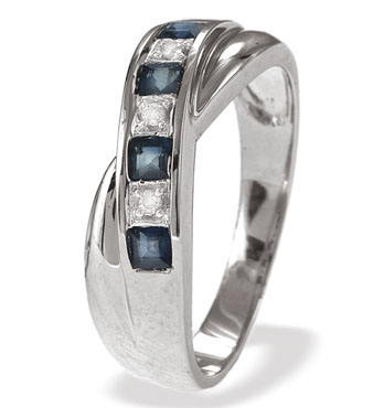 White Gold Diamond Sapphire Ring (098)