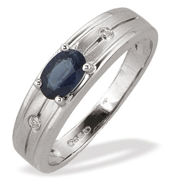 White Gold Diamond Sapphire Ring (133)