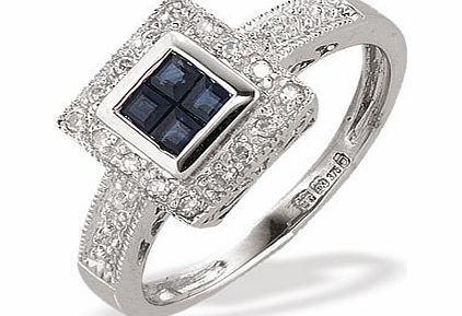 White Gold Diamond Sapphire Ring (249)