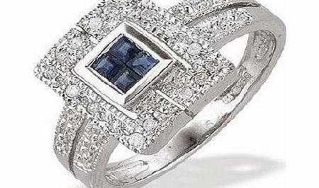 White Gold Diamond Sapphire Ring (250)