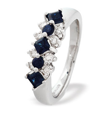 White Gold Diamond Sapphire Ring (291)