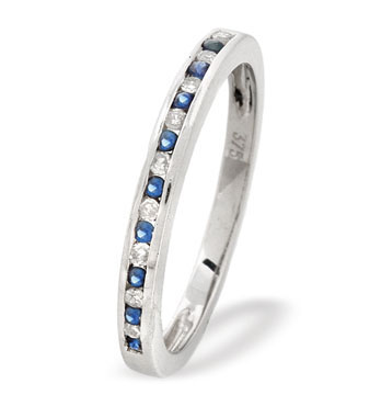 White Gold Diamond Sapphire Ring (665)