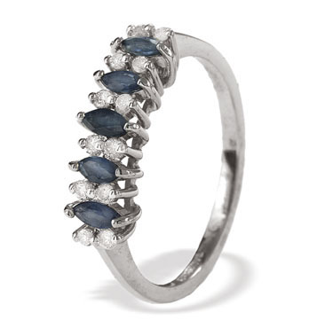 White Gold Diamond Sapphire Ring (789)