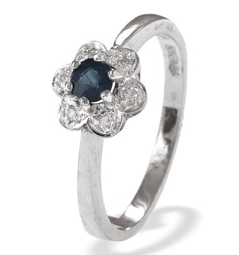 White Gold Diamond Sapphire Ring (792)