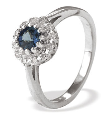 White Gold Diamond Sapphire Ring (794)