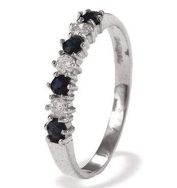 White Gold Diamond Sapphire Ring (795)