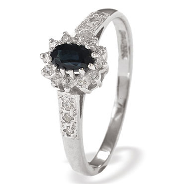 White Gold Diamond Sapphire Ring (797)