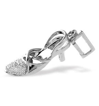 White Gold Diamond Shoe Pendant & Chain (490)